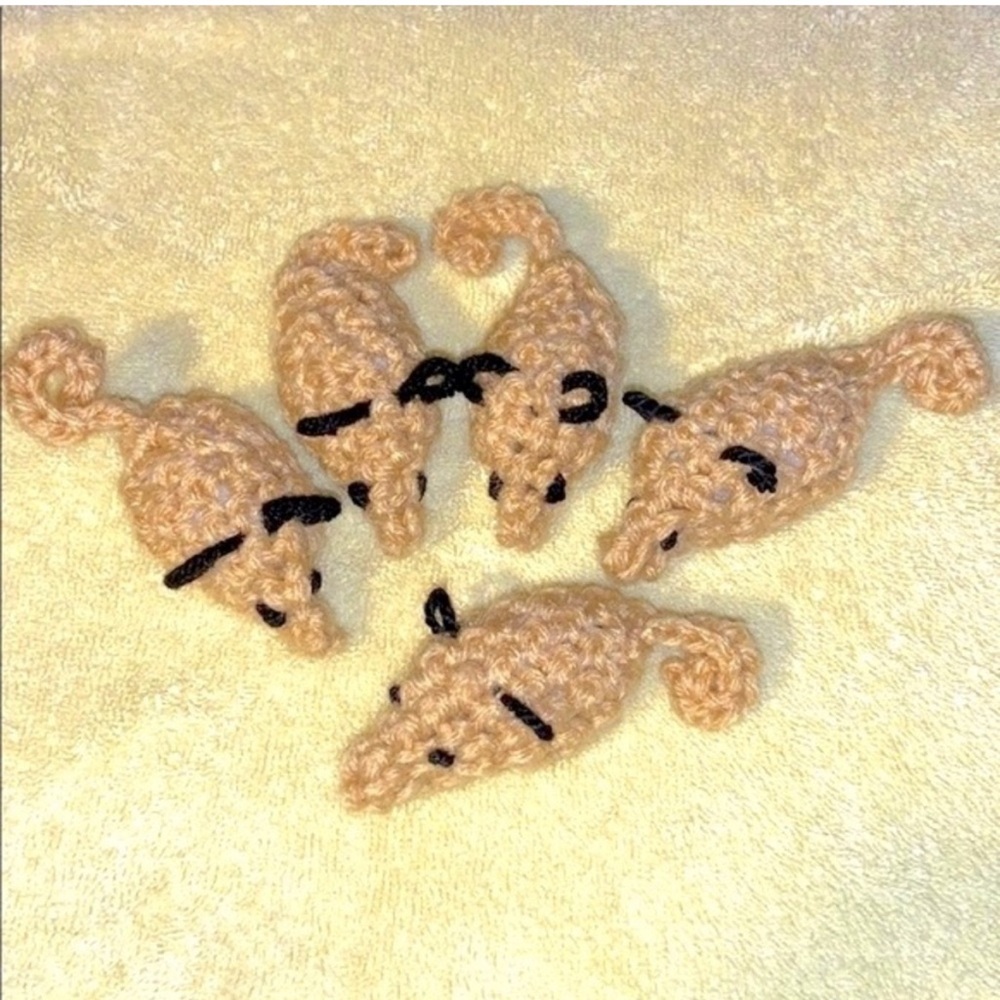Hand Crafted Catnip Mice Cat Toys Five Crochet Interactive Play